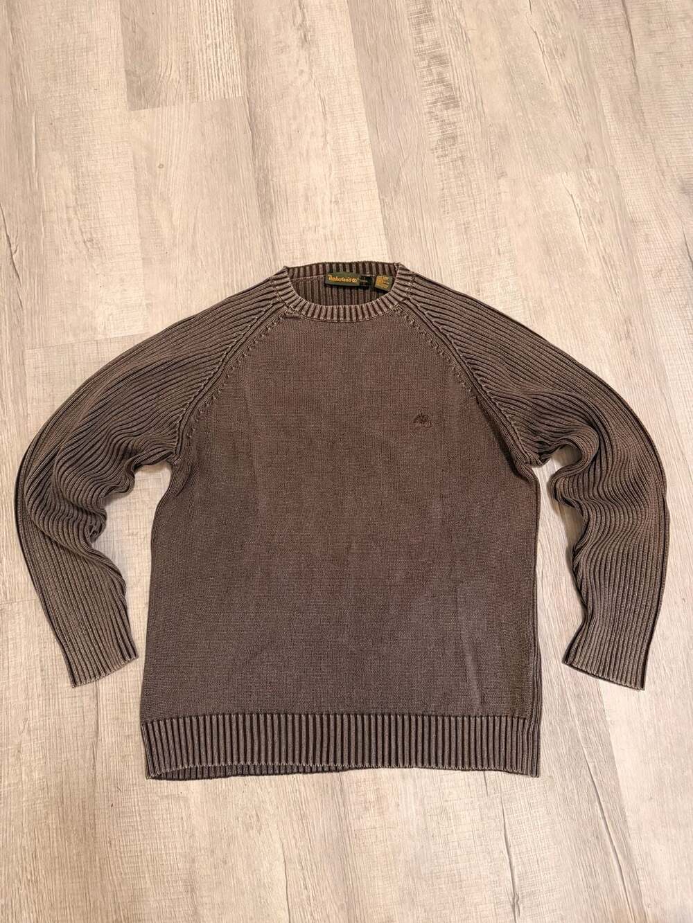 Timberland Vintage 100% Cotton Ribbed Crewneck Sweater Brown